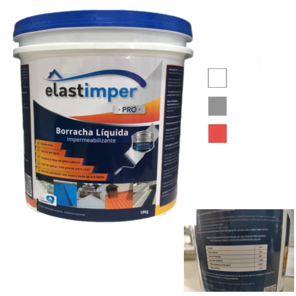 Borracha Liquida Elastimper Pro 1kg Impermeabilizante - escolha sua cor...