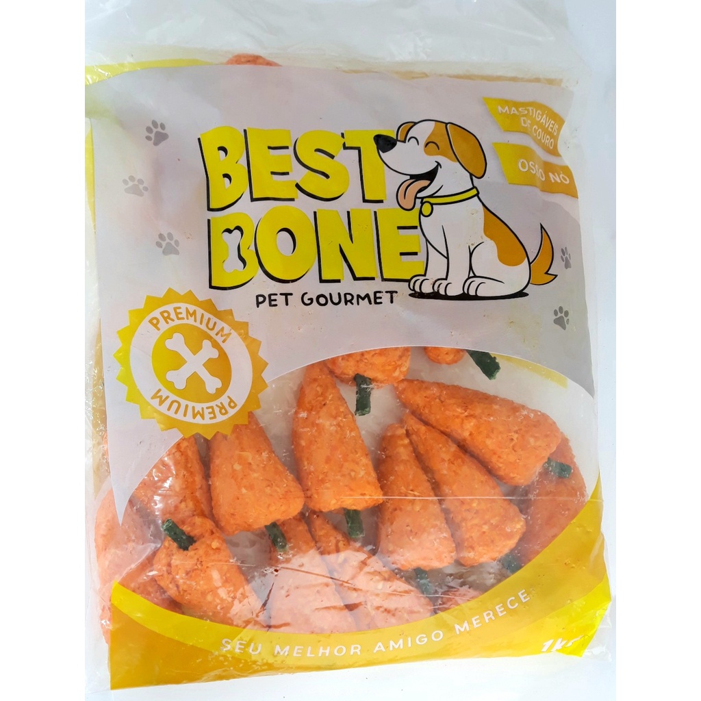 Osso Fantasia 1kg Formato Cenoura Petisco Para Cães