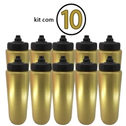 Kit com 10 Squeeze Aut Tipo Gatorade 1lt Rythmoon s/logo Dourado/Preto