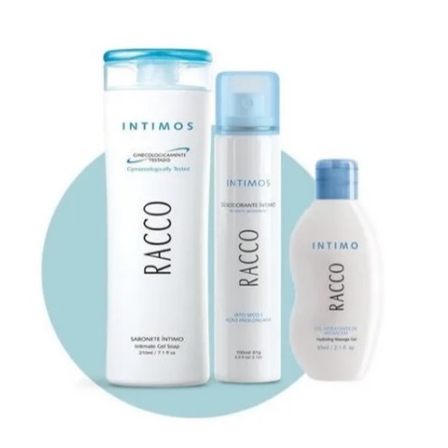 kit 3 itens Linha Intimos Racco - Sabonete Intimo Liquido Feminino Racco + Desodorante Intimo Jato Seco Racco + Gel Hidratante de Massagem Intimo Racco