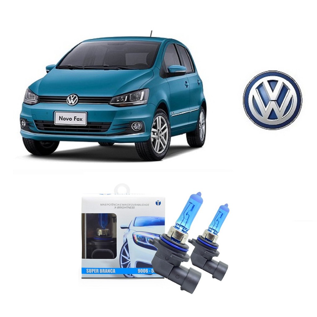 Kit 2 Lampadas Super Brancas para Farol De Milha Modelo HB4 com 8500K para Volkswagen Fox ano 2010 2011 2012 2013 2014 2015 2016 2017 2018 2019 2020 2021