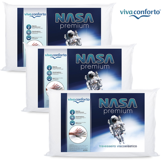 Kit jogo 3 Travesseiros Nasa Premium Original Macio capa em algodão Viva Conforto