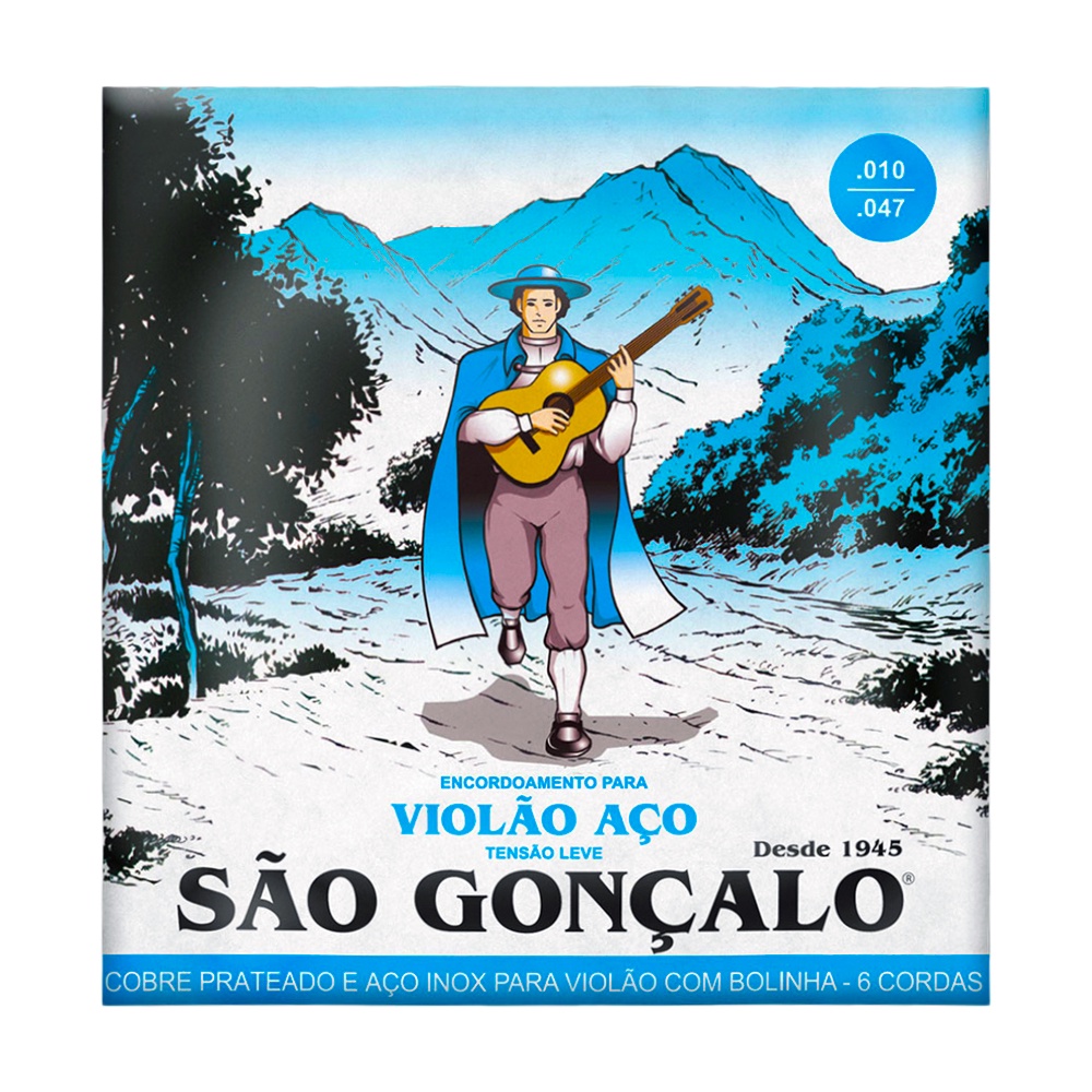 Encordoamento São Gonçalo 010 Leve com Bolinha para Violão Aço