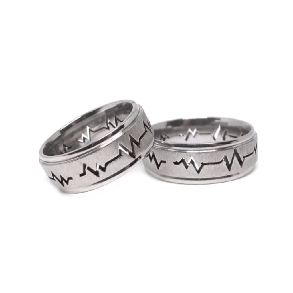 Aliança Batimento Cardíaco Anatômica 8mm Aço Inox ( 1 unidade )