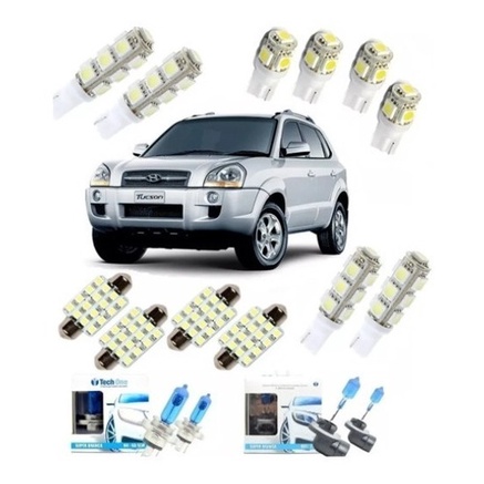 Kit Lampadas Led Hyundai Tucson + Super Branca Techone 05/16