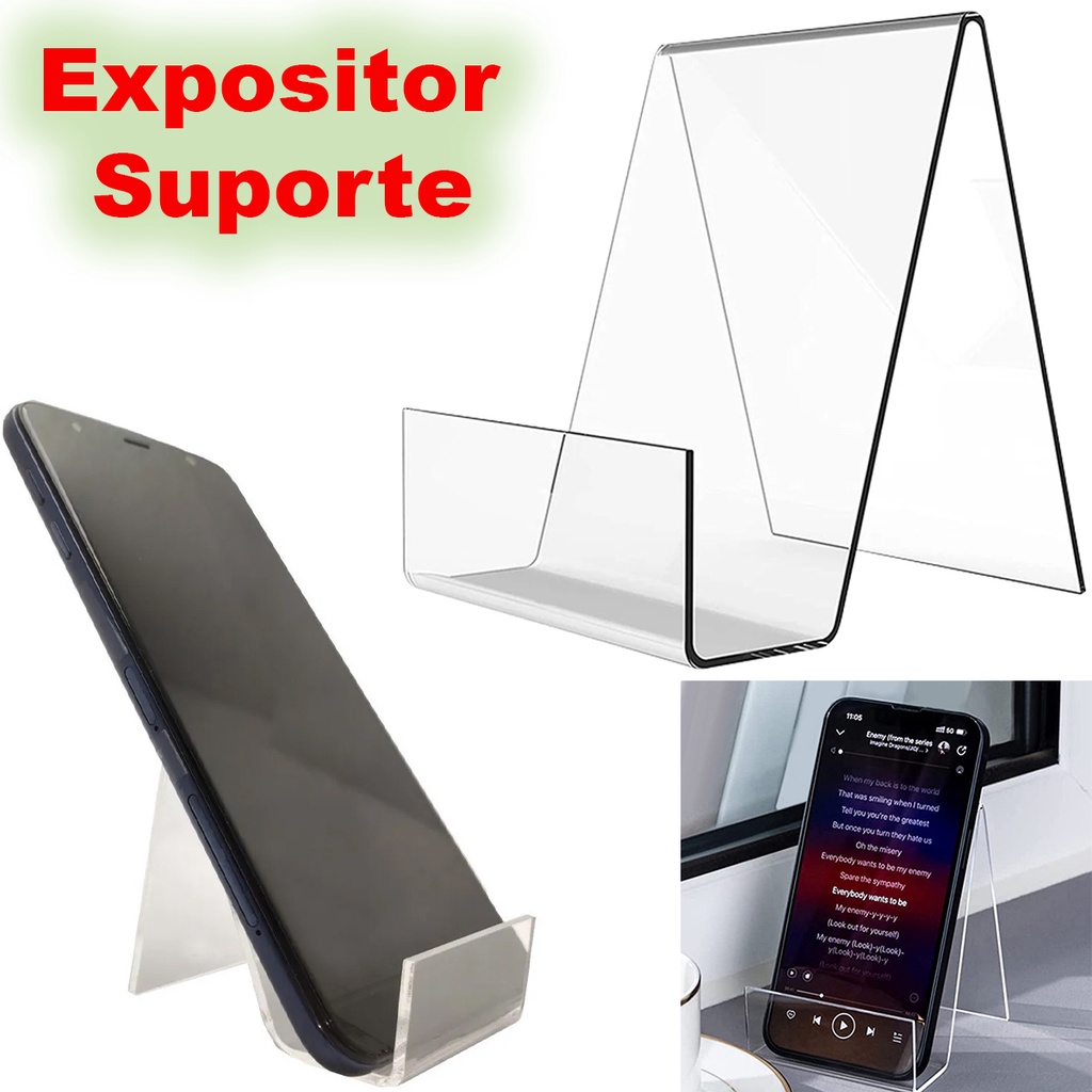 Kit 10 Porta Suporte Expositor De Celular Em Acrílico Mesa