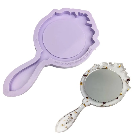 Molde de Silicone para Resina Espelho de Mão Princesa - Grande - 1 cavidade (17,4 cm) em Oferta na Shopee