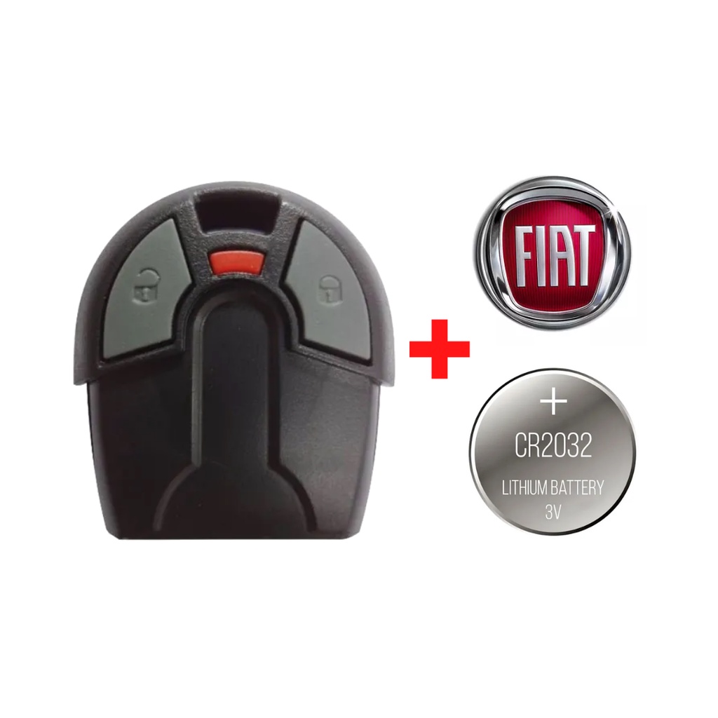 Capa Controle Alarme Fiat Uno Palio Siena Strada + Bateria e Emblema