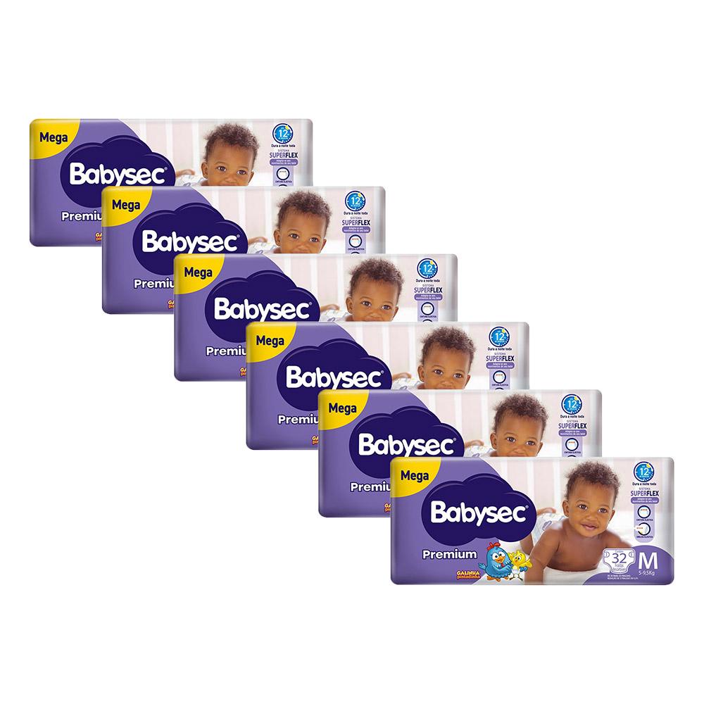 Kit 6 Fraldas Babysec Galinha Pintadinha Premium Tamanho M 32 unidades cada em Oferta na Shopee
