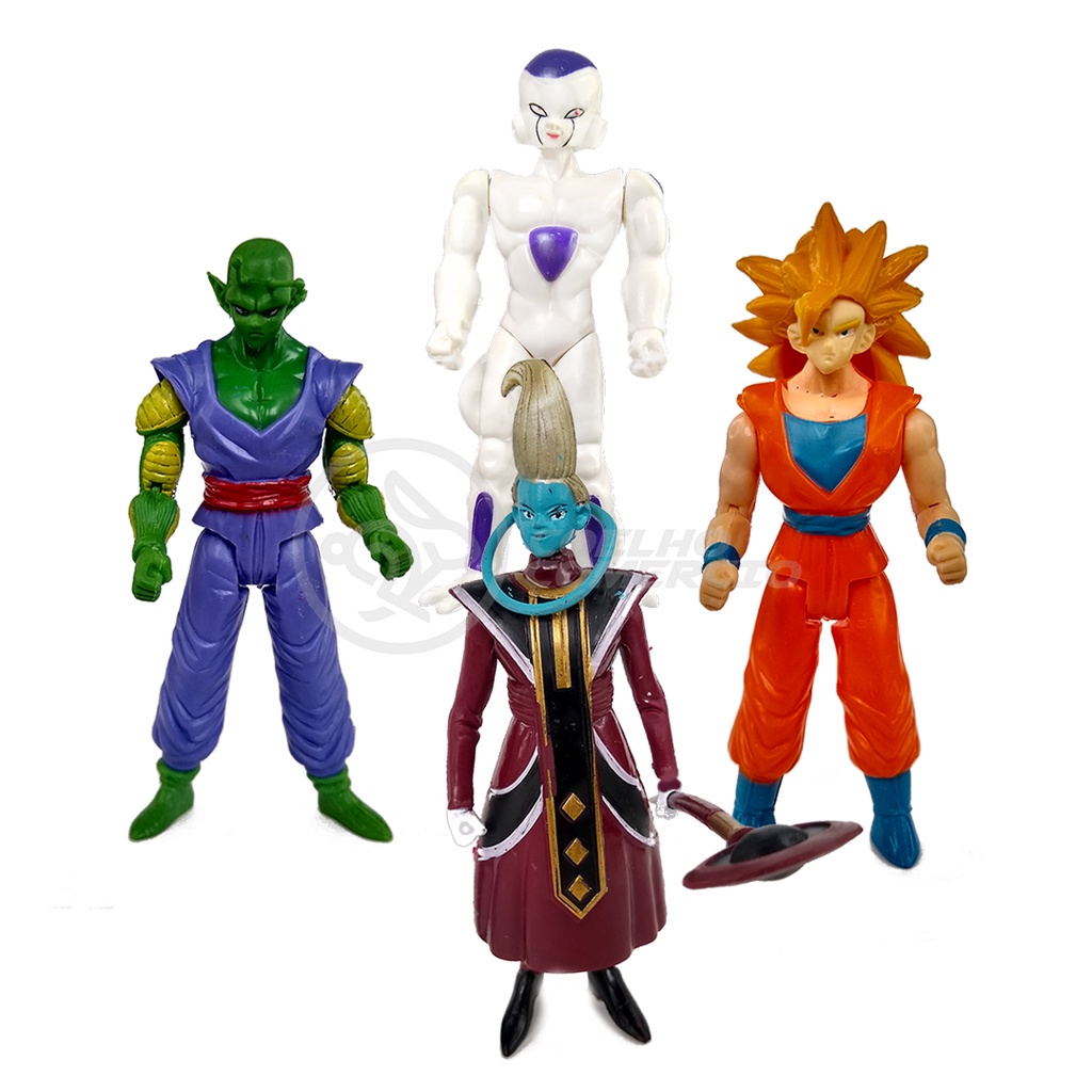 Boneco Action Figure Miniatura Goku SSJ Freeza Piccolo Anjo Whis Colecionável DragonBall Super 15cm 15