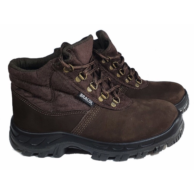 Tenis Bota Trabalho Botina De Proteca De Amarrar Nobuck Lingua Fole Bico De Pvc Solado Bidensidade Ca 27300 Bracol Baf