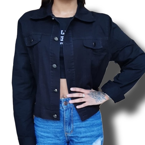 Jaqueta Feminina Sarja Preta - Comprar com Melhor Preço em Jaquetas, Casacos e Coletes