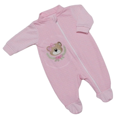 Macacão para Bebê com Zíper Manga Longa Menino/Menina Malha Suedine 100% Algodão Roupa de Bebe