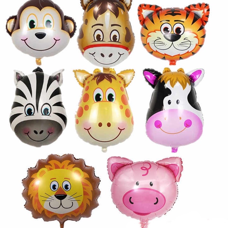 SAFARI BOSQUE FAZENDA SELVA BALÃO METALIZADO CAVALO VACA MACACO LEÃO GIRAFA ZEBRA TIGRE