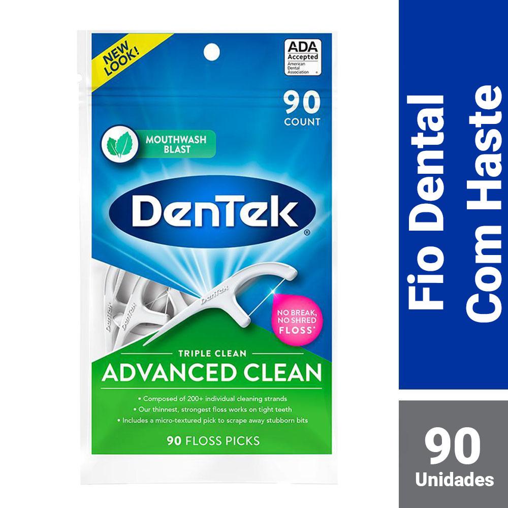 Fio Dental Dentek Floss Picks Triple Clean Advanced com 90 unidades
