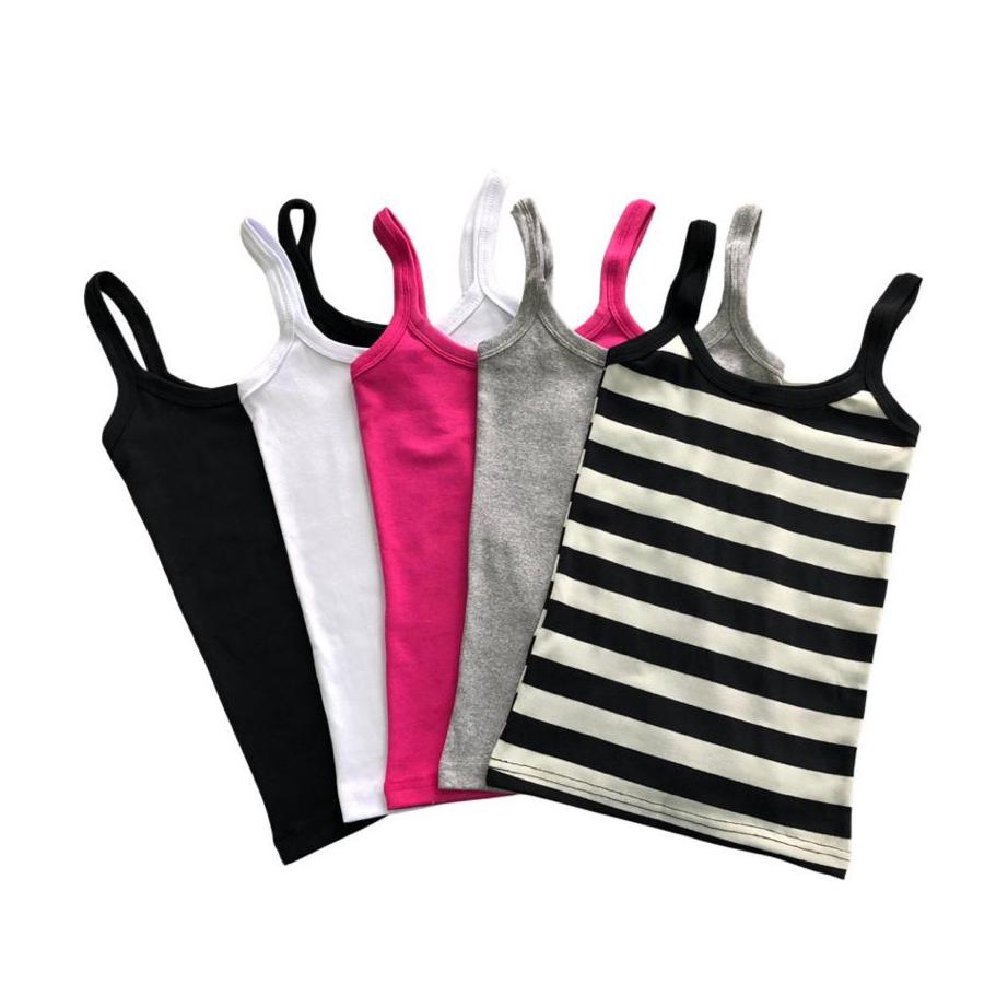 Kit 5 regatas alcinha moda feminina básica justinha ao corpo 96% algodão 4% elastano cores da foto