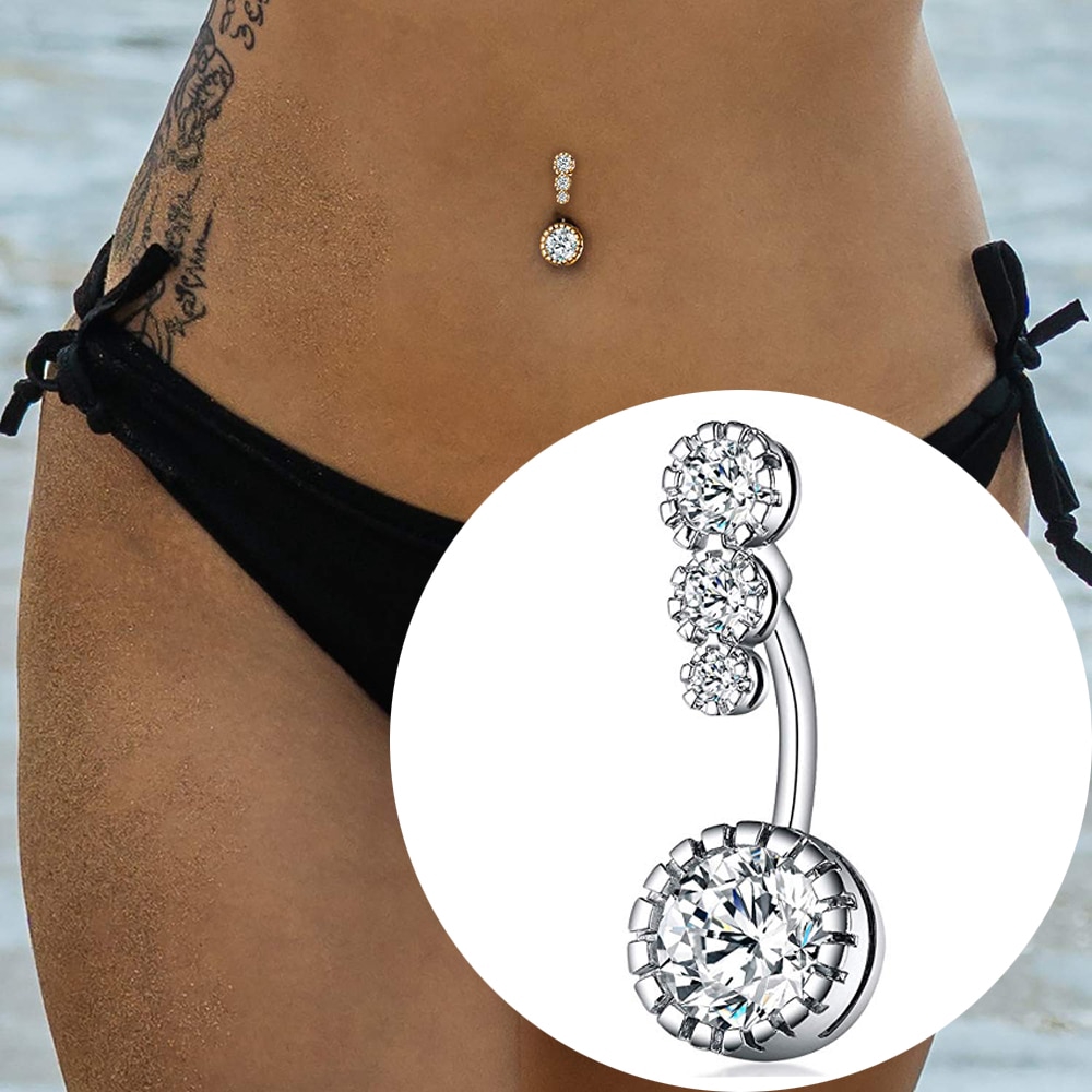 Bolas De Rhinestone Moda Feminina Botão Do Umbigo Barbell Body Piercing Belly Ring