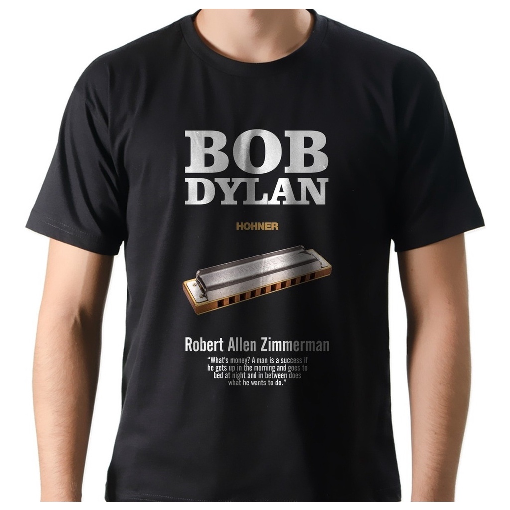 Camiseta Camisa Rock Bob Dylan Gaita Hohner Marine Band 100% Algodão