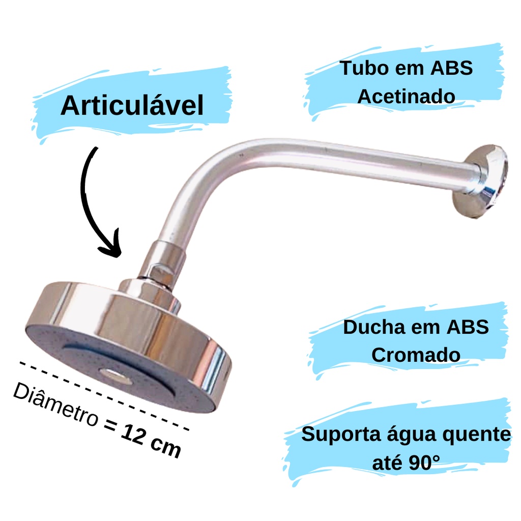 Ducha Chuveiro Slim Articulada 12cm Aquecedores a gás braço longo Banheiro Piscina