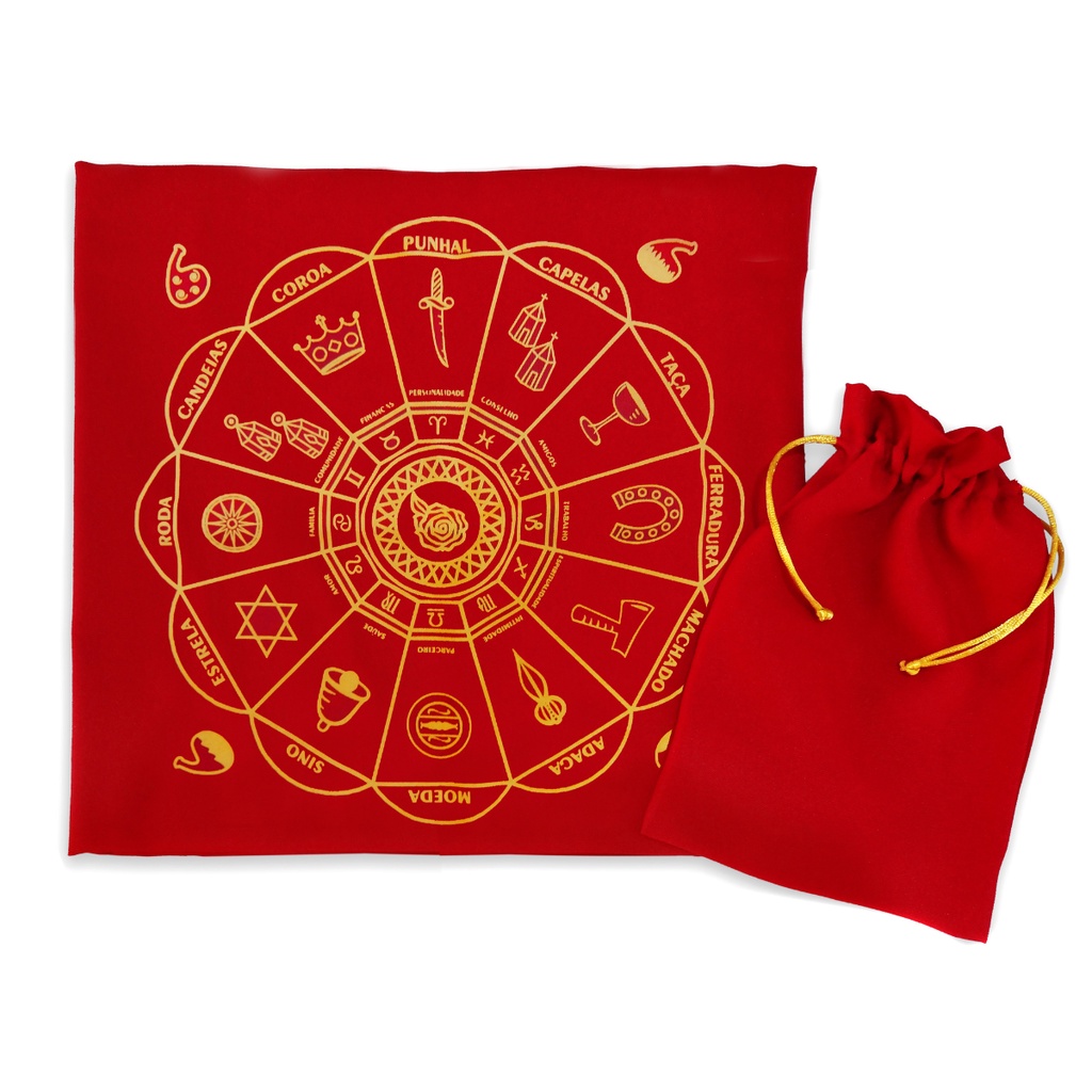 Toalha Roda Cigana + Saquinho Para Guardar Cartas De Tarô em Oferta na Shopee
