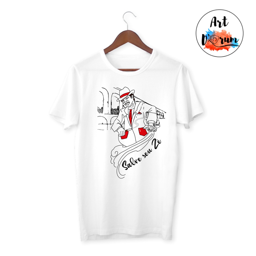 Camiseta/Babylook Ilustração de seu Zé pelintra - Malandro/exu com cigarro
