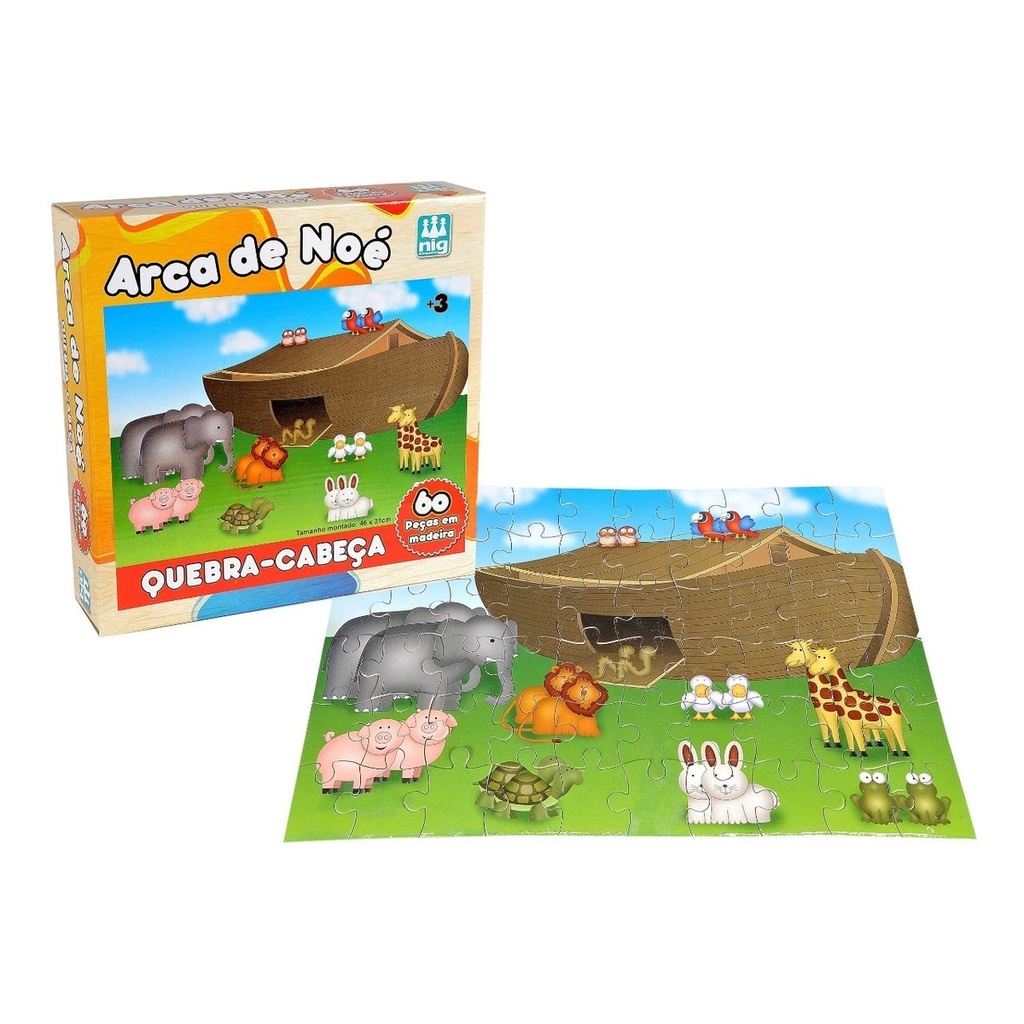 Quebra Cabecas Arca De Noe - 60 Pecas Em Madeira Nig 0425