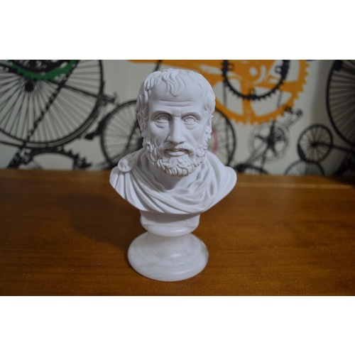 Escultura Busto Aristóteles Po Marmore 15cm Made In Italy