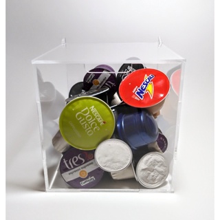 Caixa Cubo Acrílico  Premium porta Cápsulas Nespresso /Dolce/Três/Diversas 13x13x13cm Café em Oferta na Shopee
