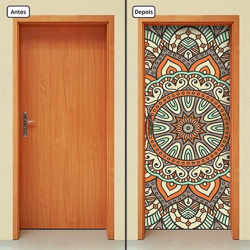 Imagem Adesivo Decorativo de Porta Parede Vidro Mandala Mandalas Abstrato Geométrico Casa Sala Quarto