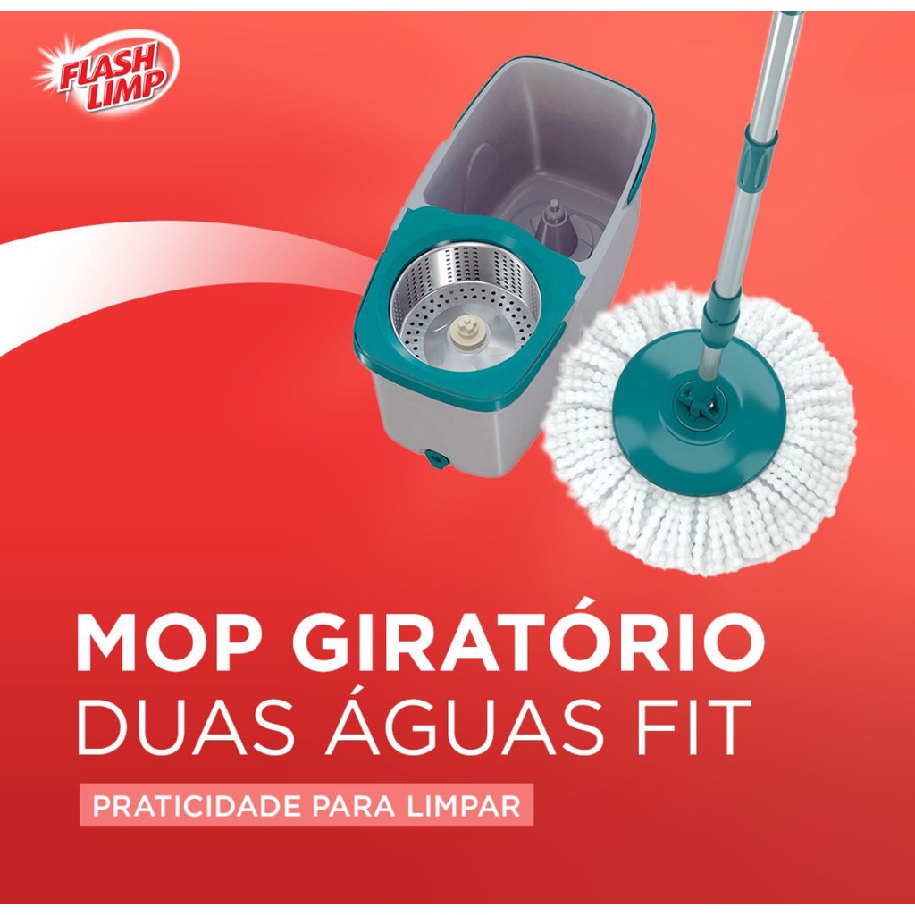 Mop Giratório Duas Águas Fit Cesto Inox Flash Limp Original