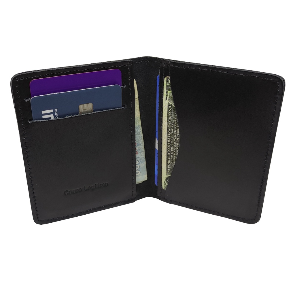 Carteira Porta Cartão Pequena Slim Masculina Documento Couro Legitimo Comfort