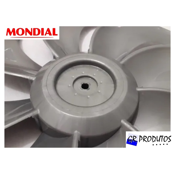 Hélice Mondial Ventilador 40 cm 8 pas Polishop Original EIXO Redondo 8mm PRATA