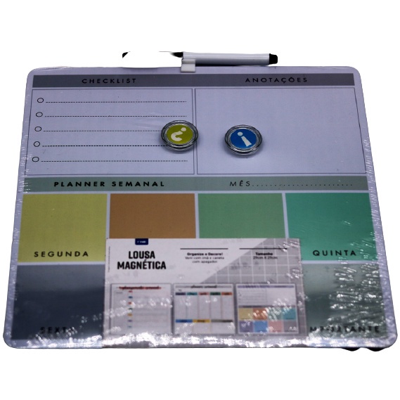 Lousa Magnética Planner Semanal  Imã De Geladeira, Porta Recados Com Caneta 5 Pçs