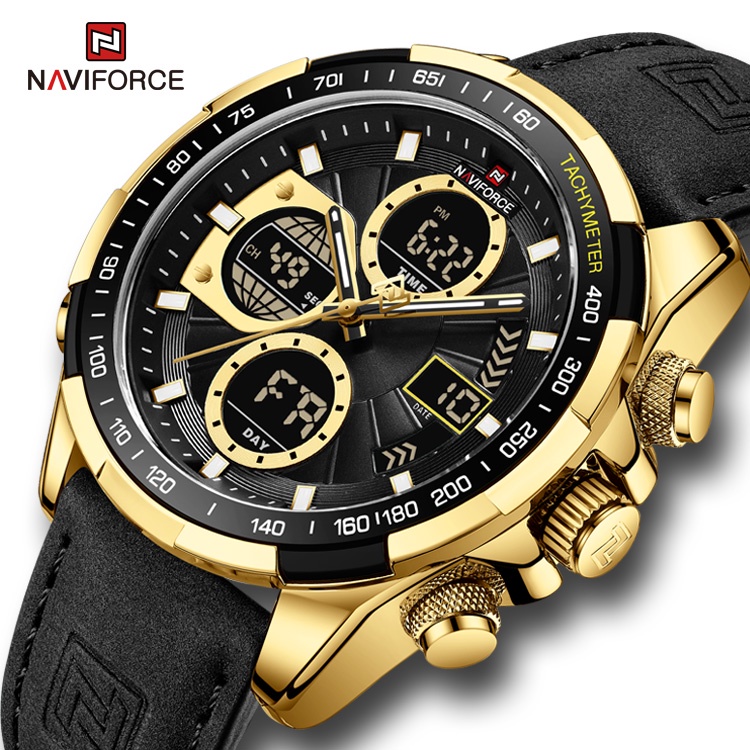 Relógios NAVIFORCE Men Dual Display Quartz Watch Analog+Digital Waterproof Full Stainless Steel Strap em Oferta na Shopee
