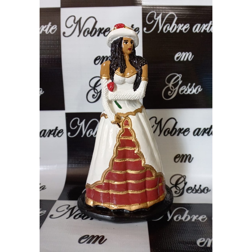 estatua  Imagem Pomba Gira do Cabaré 20cm gesso branca com vermelho personalizada