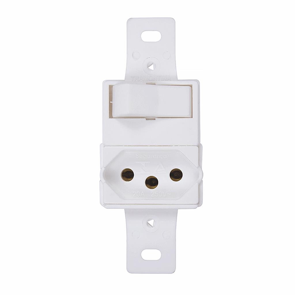 Interruptor Simples + Tomada 10A 250V 2P+T Branco Tramontina em Oferta na Shopee