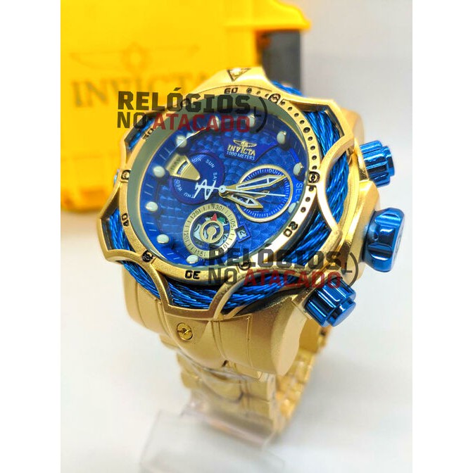 Relógio invicta Reserve Venon Dourado/Azul c/caixa premium