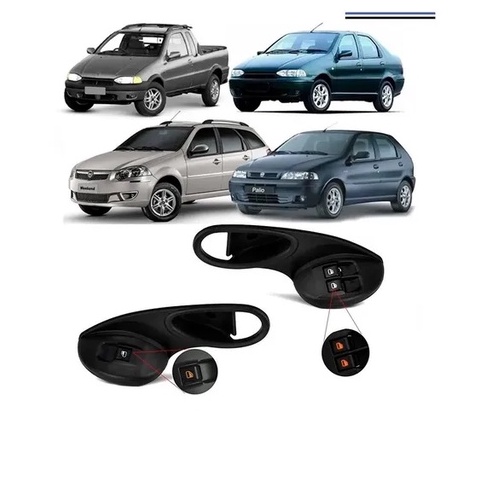 Kit Botão Com Moldura De Vidro Eletrico Fiat Palio Young Strada Siena / FT700  FT0510  FT051 em Oferta na Shopee