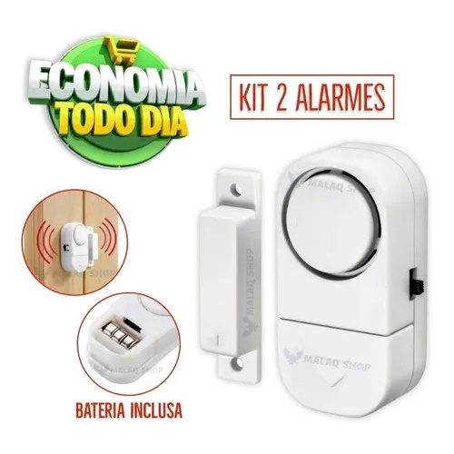 Kit 02 Alarme Contra Invasão Residencial Sonoro Porta Janela