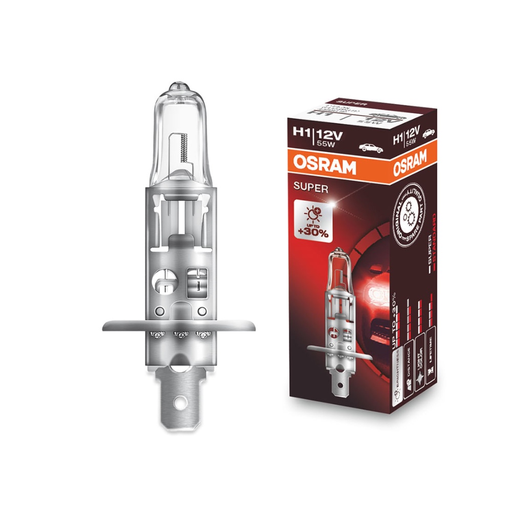 Lâmpada Osram H1 Super 12V 55W Até 30% + Luz - Spare Parts and Accessories for Vehicles