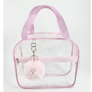 Bolsa Transparente + Chaveiro Nécessaire Enfermagem Rosa bebê