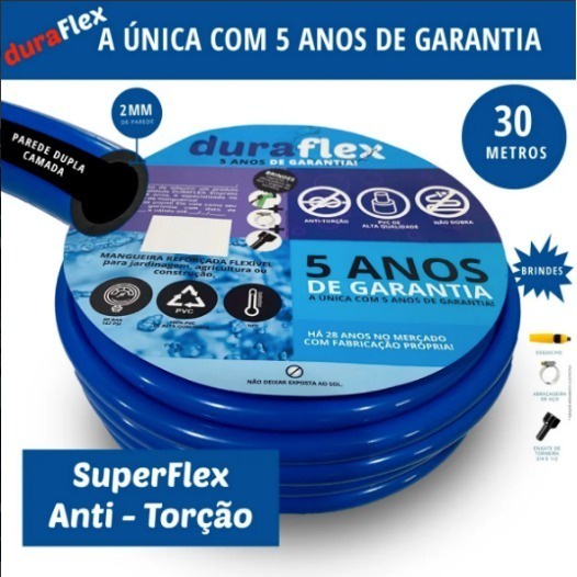 Mangueira De Jardim Recapada Antitorção 1/2x2mm 30 Metros DuraFlex em Oferta na Shopee