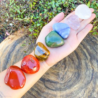 Kit 7 Cristais dos Chakras Pedras Naturais Roladas