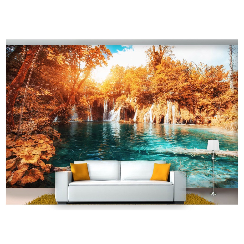 papel de parede Cachoeira Natureza Outono 3D 6m² NCH174