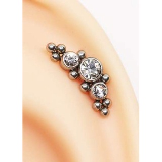 Piercing cluster indiano labret helix/dainth/flat aço cirúrgico com zircônias 6mm