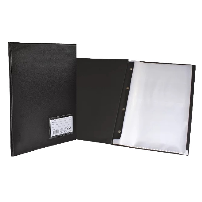 Pasta Catálogo Preta Com Visor 100 Plásticos ACP Kit c/3