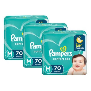Kit Fralda Pampers Confort Sec Super Tamanho M com 210 unidades