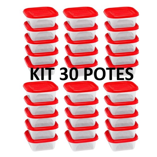 Kit 30 Mini Pote Barcelona 230ml - Potes De Plastico Livre de Bpa Cores Sortidas - Jaguar