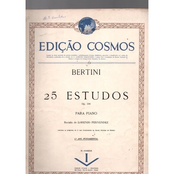 Livro Edição Cosmo Bertini 25 Estudos Op.100 Para Piano 1º