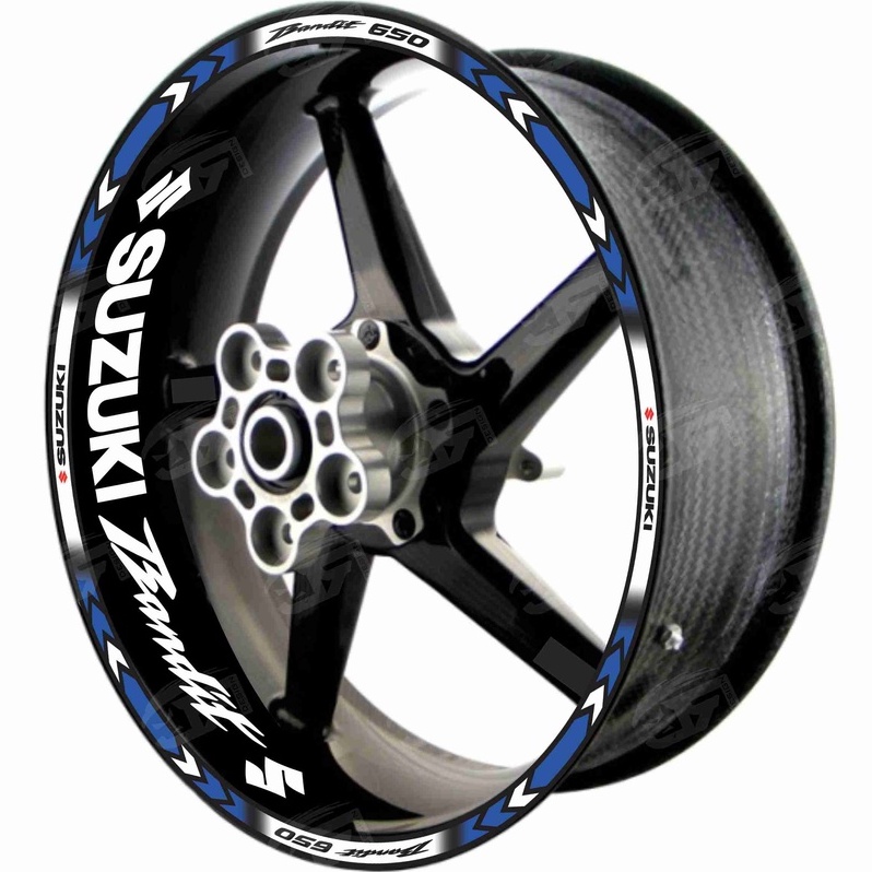 Adesivo Friso Refletivo Roda Moto Suzuki Bandit 650 + Adesivos Internos M01 azul